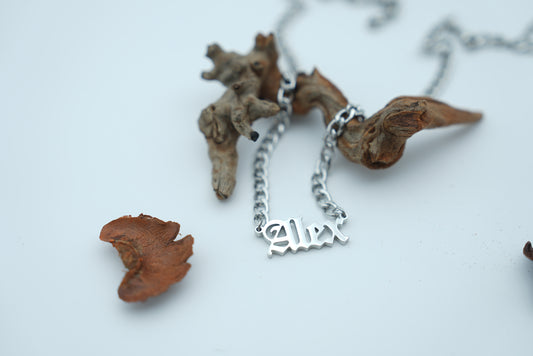 'Alex' - Silver Color Chunky Name Necklace